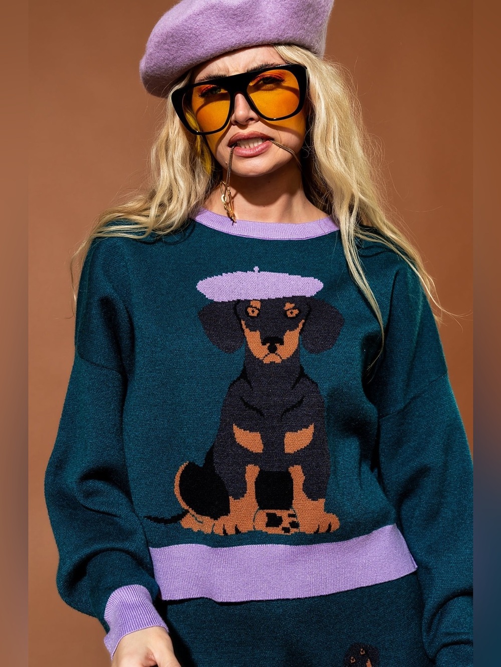 NWT Dressed in LALA Oui Oui Weenie Dog Knit Sweater